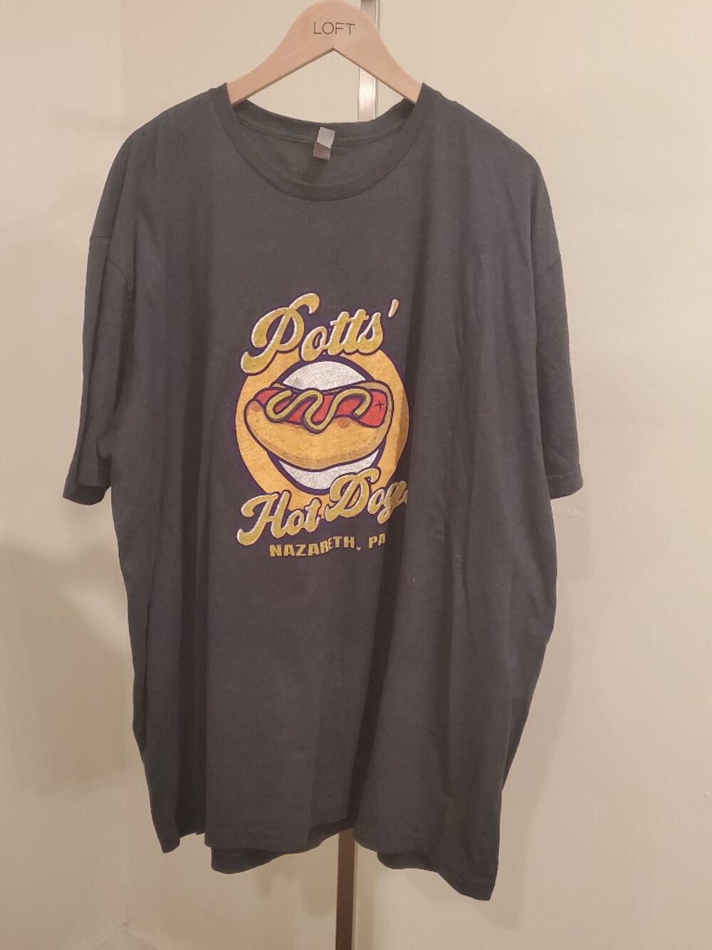Next Level Potts' Hot Dogs Nazareth PA Graphic T Shirt Charcoal Gray Men 3XL 3X